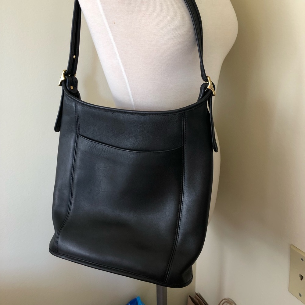 Vintage Coach Legacy Black Bucket Handbag